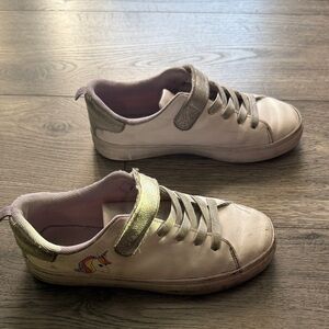 H&M White Sneakers with Gold and Unicorn Design